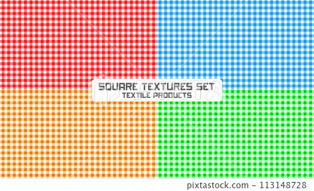 Square Textures Set, Suitable For Plaid, Tablecloths, Clothes, Shirts, Dresses, Paper, Bedding, Blankets, Quilts and Other Textile Products, Vector Illustration Square Textures Set, Suitable For Plaid, Tablecloths, Clothes, Shirts, Dresses, Paper, Bedding, Blankets, Quilts and Other Textile Products, Vector Illustration 113148728