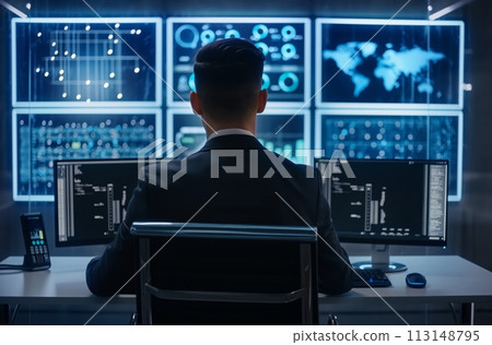 Network security professional monitoring 113148795