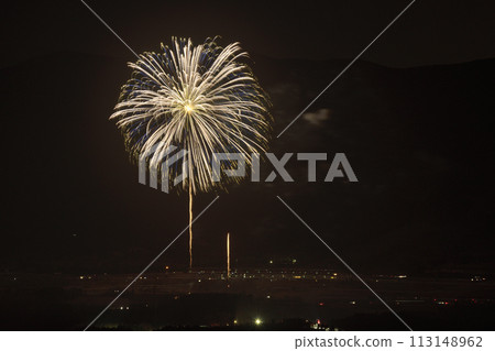Fireworks color the night sky in early summer Fireworks color the night sky in early summer 113148962