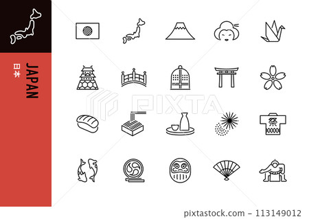 Set of 20 Japanese editable vector icons Set of 20 Japanese editable vector icons 113149012