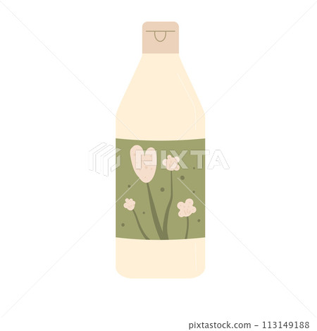 Shampoo. Skincare cosmetics bottle isolated on white background. Beauty home procedure product. Cleansing serum for spa. Flat vector illustration. Shampoo. Skincare cosmetics bottle isolated on white background. Beauty home procedure product. Cleansing serum for spa. Flat vector illustration. 113149188