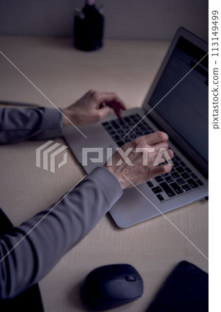 woman with laptop work in office 113149499