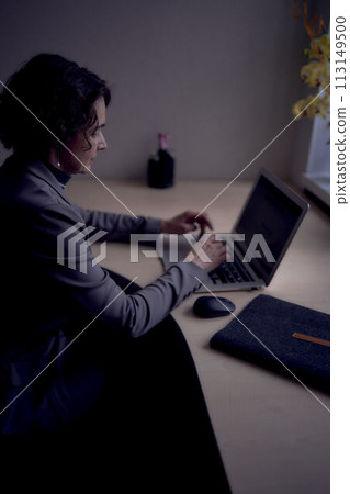 woman with laptop work in office 113149500