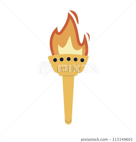 Flaming torch isolated on white background. Vector simple flat illustration 113149601