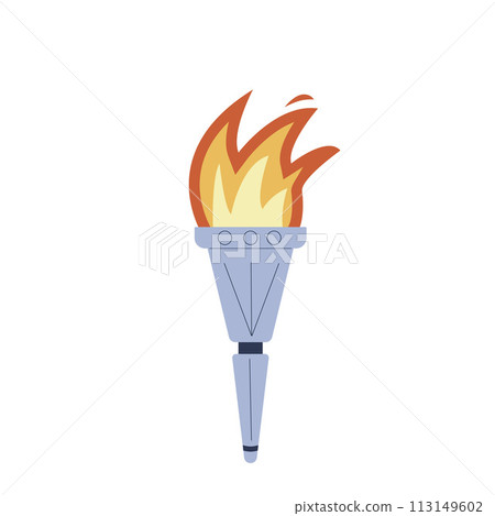 Flaming torch isolated on white background. Vector simple flat illustration 113149602