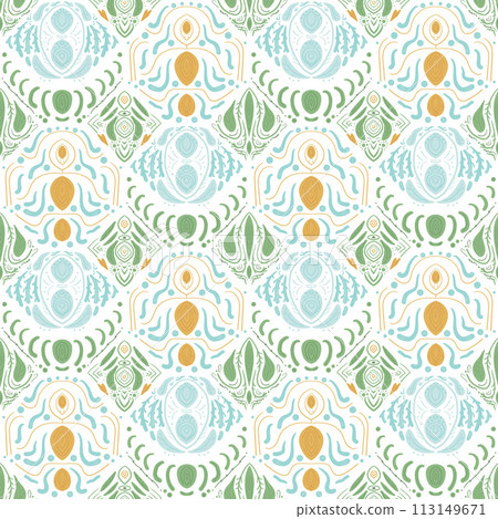 Abstract retro seamless pattern. vintage ornament endless background. Vector flat illustration 113149671