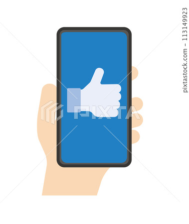 Hand holding smartphone Notification Like Hand holding smartphone Notification Like 113149923