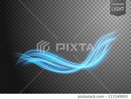 Abstract Blue Wavy Line of Light with A Transparent Background, Isolated and Easy to Edit, Vector Illustration 113149995