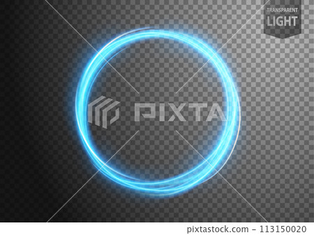 Abstract Blue Ring of Light with A Transparent Background, Isolated and Easy to Edit, Vector Illustration 113150020