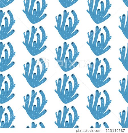 Coral reef seamless pattern. Sea underwater elements endless background. Vector flat illustration Coral reef seamless pattern. Sea underwater elements endless background. Vector flat illustration 113150387