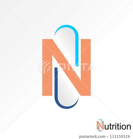 Logo design graphic concept creative premium vector stock abstract icon unique 3D pill capsule initial N font. Related to health care disease recovery 113150529
