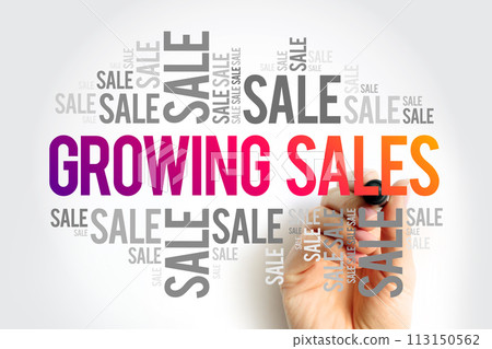 Growing Sales word cloud collage, business concept background 113150562