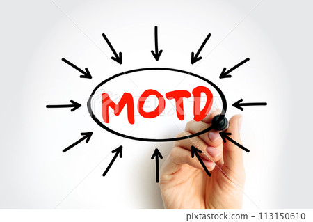 MOTD - Message Of The Day acronym text with arrows, concept for presentations and reports 113150610