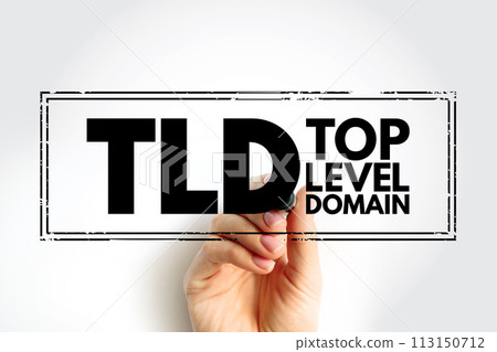 TLD - Top Level Domain is one of the domains at the highest level in the hierarchical Domain Name System of the Internet, acronym text concept stamp 113150712