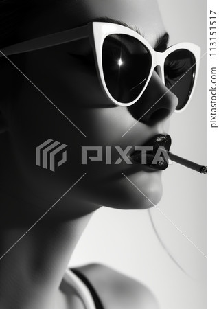 Artistic close-up of a burning cigarette 113151517