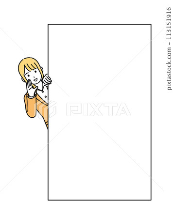 一位女辦公室職員用臉向外看說話的插圖 113151916