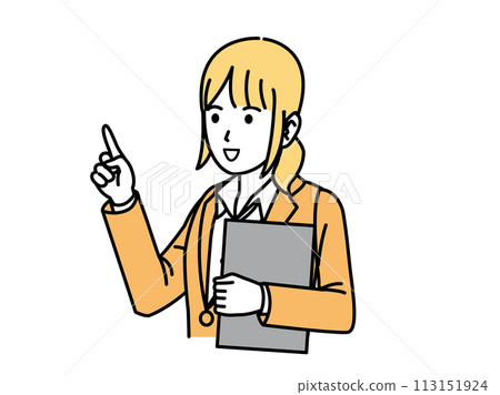 女性辦公室職員提供指導、解釋和演講的插圖 113151924