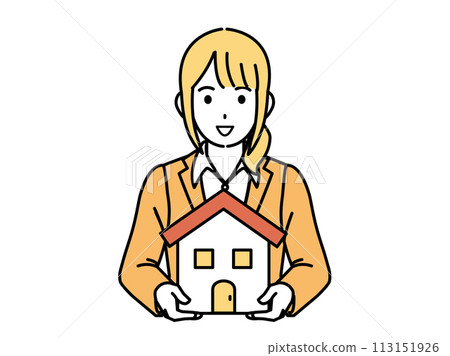 一位女士介紹房地產的插圖 一位女士介紹房地產的插圖 113151926