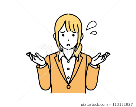 一位女上班族表情困擾的插圖 一位女上班族表情困擾的插圖 113151927