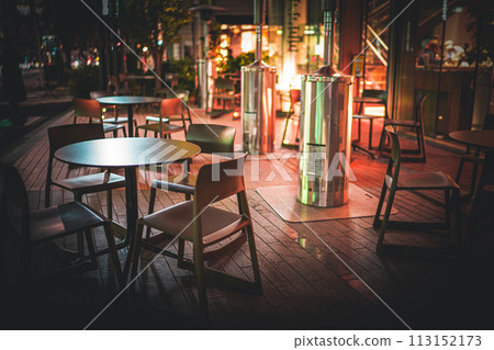 outdoor cafe at night 113152173