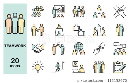 Business and teamwork icon set color 113152670