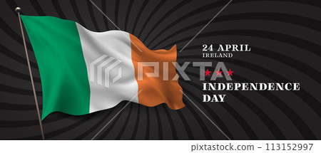 Ireland independence day vector banner, greeting card. Irish wavy flag 113152997