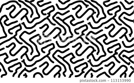 Black and white seamless wavy lines pattern 113153990