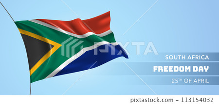South Africa happy freedom day greeting card, banner vector illustration 113154032