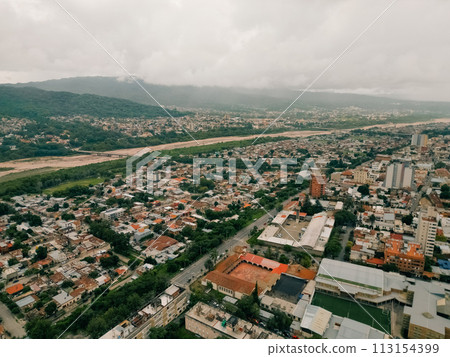 aerial view of San Salvador de Jujuy, argentina 113154399