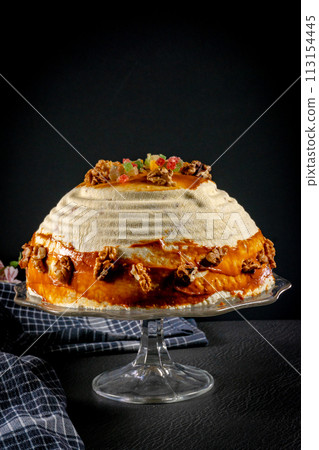 Traditional curd cake dessert pascha. Traditional curd cake dessert pascha. 113154445