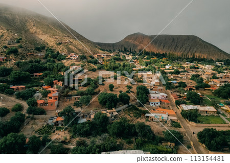 Panoramic view of Tilcara pre-inca ruins - Tilcara, Jujuy, Argentina 113154481