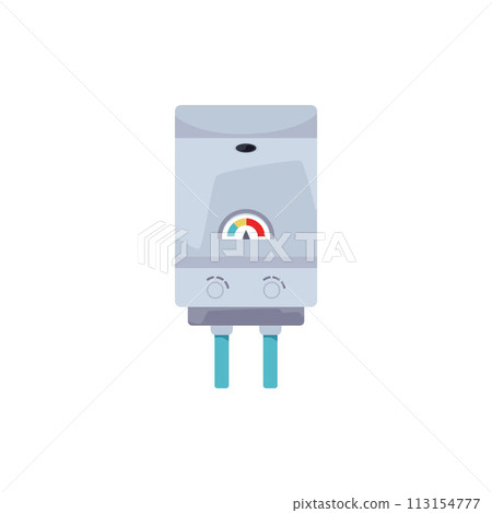 Vector illustration on a white background of an electric or gas metal grey boiler for heating 113154777