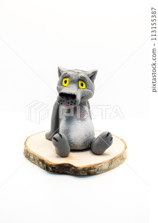 Soaps in the shape of a cartoon wolf, close-up white background Soaps in the shape of a cartoon wolf, close-up white background 113155387