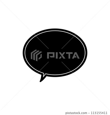 Simple black oval speech bubble_double line_left-facing single item 113155411