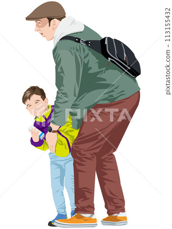 Parent and child of a young boy and his kind father Parent and child of a young boy and his kind father 113155432