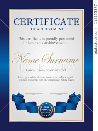 Vector blue and gold certificate template Vector blue and gold certificate template 113155577
