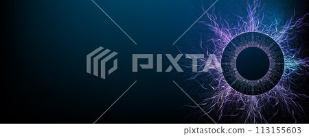 Molecular abstract structure background. Scientific illustration with molecule DNA. Medical, science and technology concept for banner template or header. 113155603