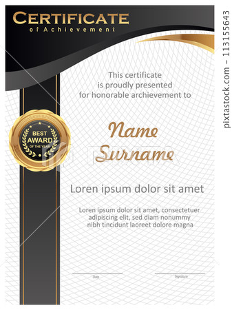 Vector black and gold certificate template Vector black and gold certificate template 113155643