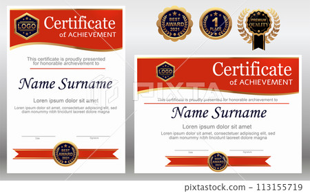 Vector red and gold certificate template 113155719
