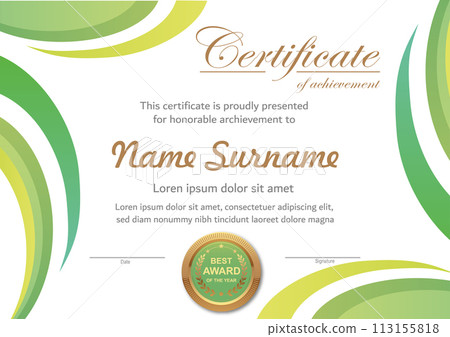 Vector green and gold certificate template Vector green and gold certificate template 113155818