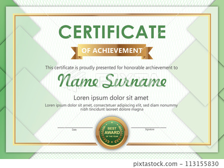 Vector green and gold certificate template 113155830