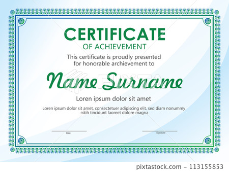 Vector green and blue certificate template Vector green and blue certificate template 113155853
