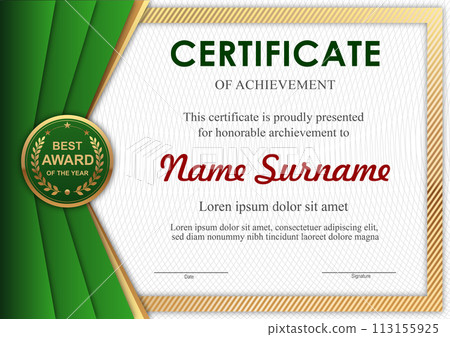 Vector green and gold certificate template Vector green and gold certificate template 113155925