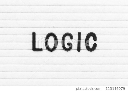 Black color letter in word logic on white felt board background Black color letter in word logic on white felt board background 113156079