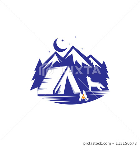 Camping at night simple illustration. Camping at night simple illustration. 113156578