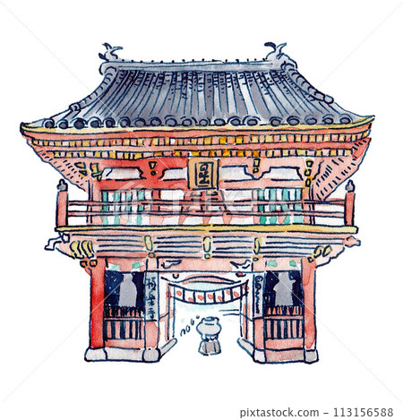 四國八十八聖地第二寺極樂寺手繪水彩素描 113156588