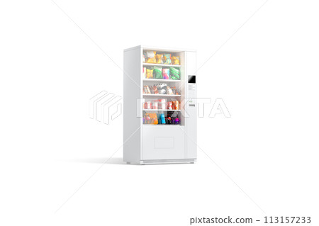 Blank white vending machine with snacks and drinks mockup, isolated 113157233