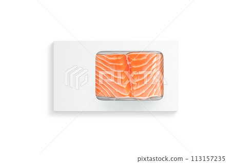 Blank white box pack with salmon mockup, isolated 113157235