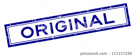Grunge blue original word square rubber seal stamp on white background 113157299