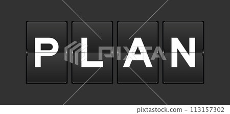 Black color analog flip board with word oplan n gray background 113157302